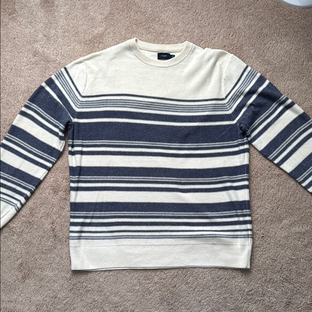 Men's Striped Sweater - Cream and Blue